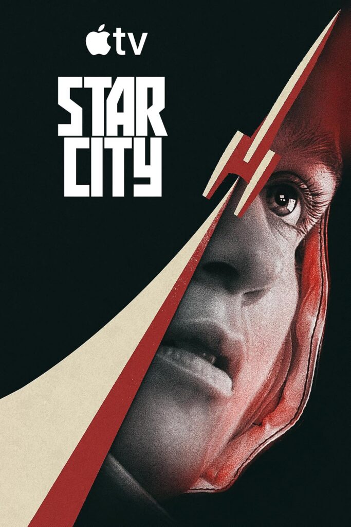 Star City poster with a close-up face and red graphic shape