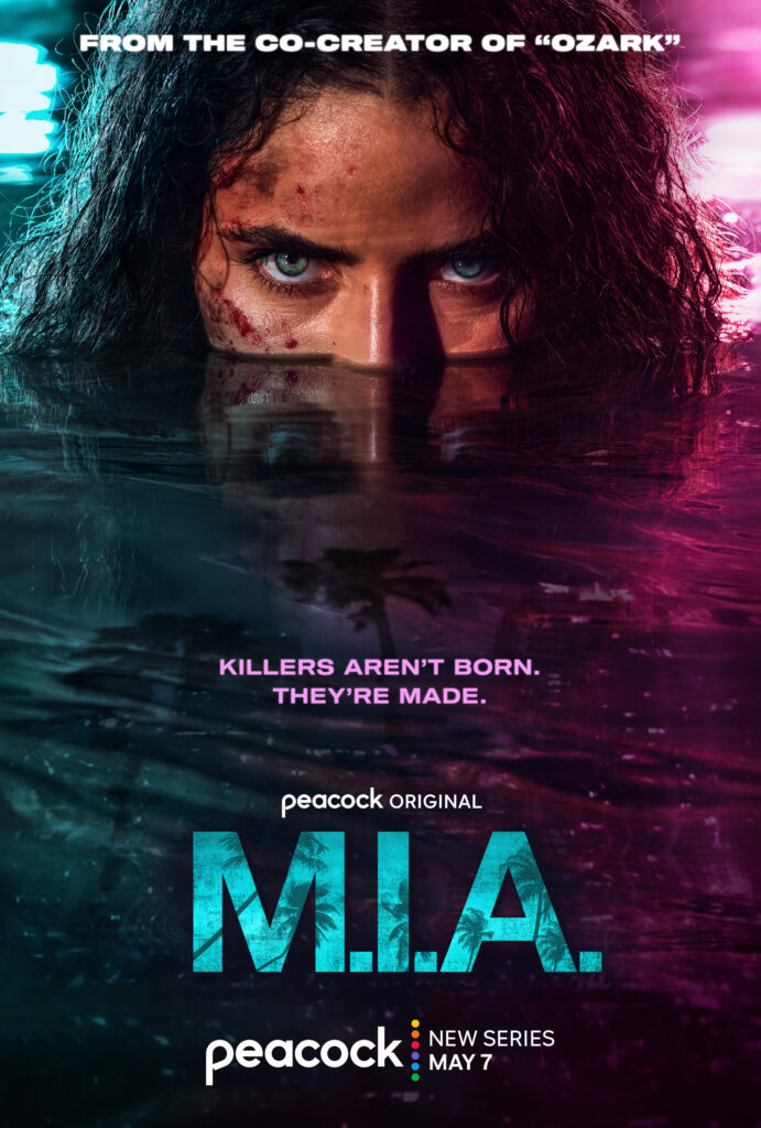 M.I.A poster with a large illustrated portrait and dark background