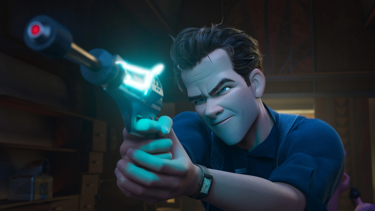 A man with a determined expression aims a glowing, futuristic handgun toward the viewer in this AFI FEST 2026 image.